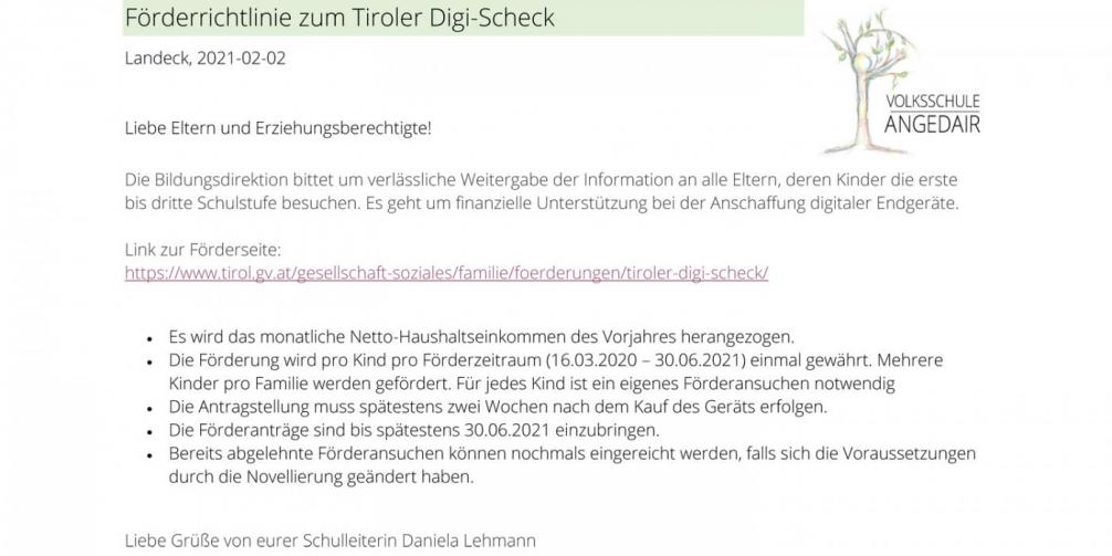 Förderrichtlinie zum Tiroler Digi-Scheck