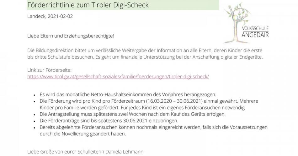 Förderrichtlinie zum Tiroler Digi-Scheck